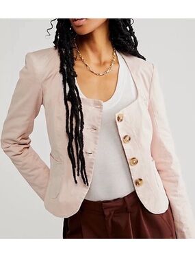 Free People Large Blazer Courtship Blazer in Dust Pink Cropped with pockets